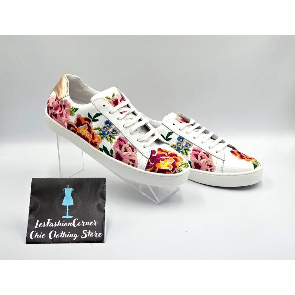 NWOB Johnny Was Women's Floral Embroidered Leather Dylanne Sneakers Sz 7.5 2473 - Picture 4 of 16